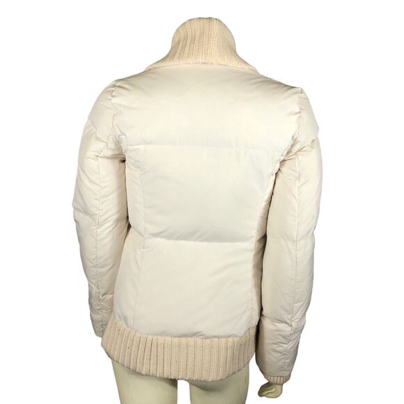 BCBGMaxAzria Cream Puffer Sweater Jacket with knit shawl collar & cuffs size XS - Picture 4 of 12